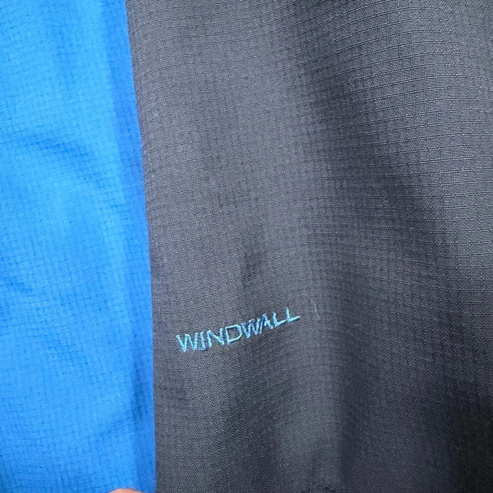 The North Face Boys WindWall Hooded Jacket Blue Colorblock Size L 14/16 Ripstop